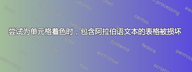 尝试为单元格着色时，包含阿拉伯语文本的表格被损坏