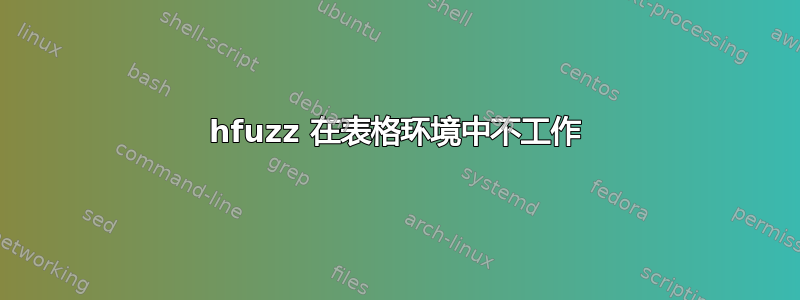 hfuzz 在表格环境中不工作