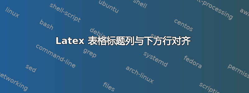 Latex 表格标题列与下方行对齐