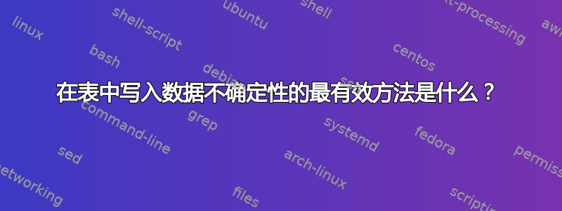 在表中写入数据不确定性的最有效方法是什么？