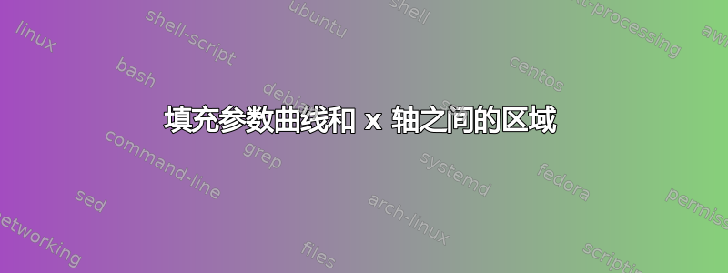 填充参数曲线和 x 轴之间的区域