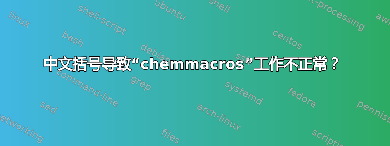 中文括号导致“chemmacros”工作不正常？