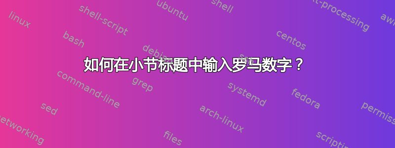 如何在小节标题中输入罗马数字？