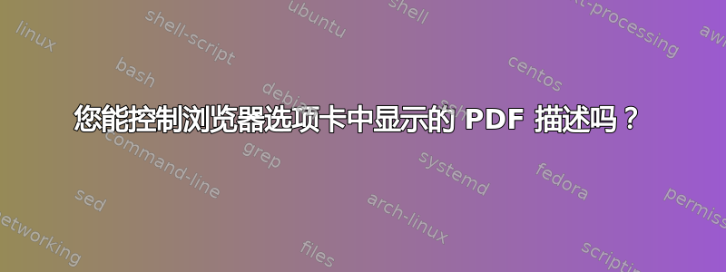 您能控制浏览器选项卡中显示的 PDF 描述吗？