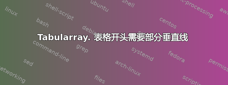 Tabularray. 表格开头需要部分垂直线