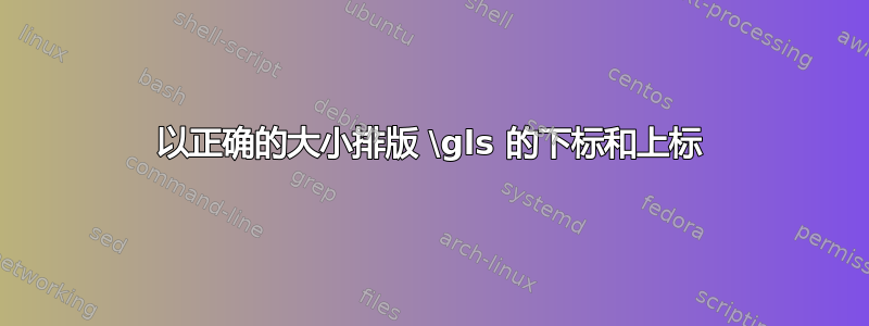 以正确的大小排版 \gls 的下标和上标