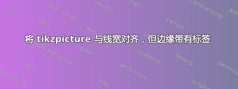 将 tikzpicture 与线宽对齐，但边缘带有标签