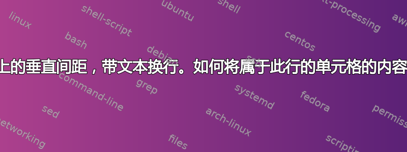 表格：一行上的垂直间距，带文本换行。如何将属于此行的单元格的内容垂直居中？