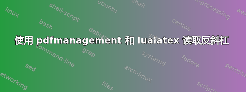 使用 pdfmanagement 和 lualatex 读取反斜杠