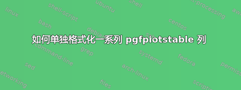 如何单独格式化一系列 pgfplotstable 列