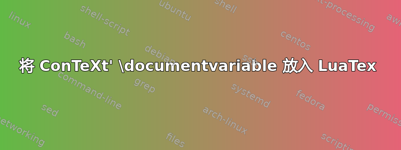 将 ConTeXt' \documentvariable 放入 LuaTex
