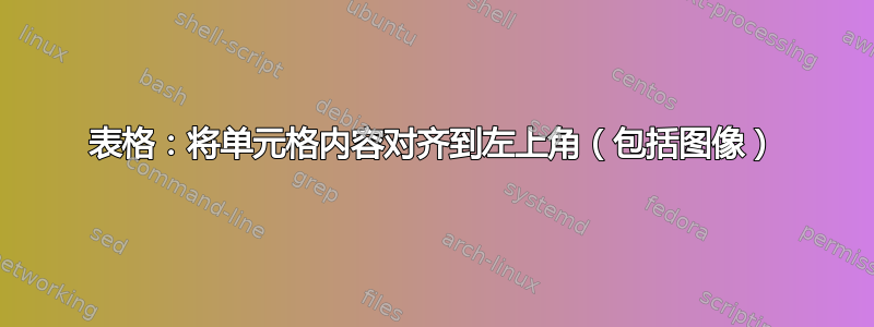 表格：将单元格内容对齐到左上角（包括图像）