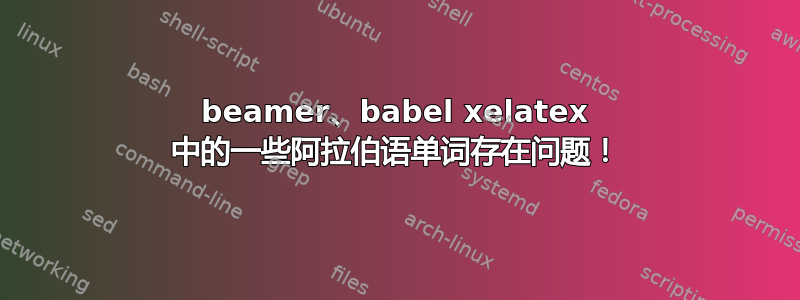 beamer、babel xelatex 中的一些阿拉伯语单词存在问题！