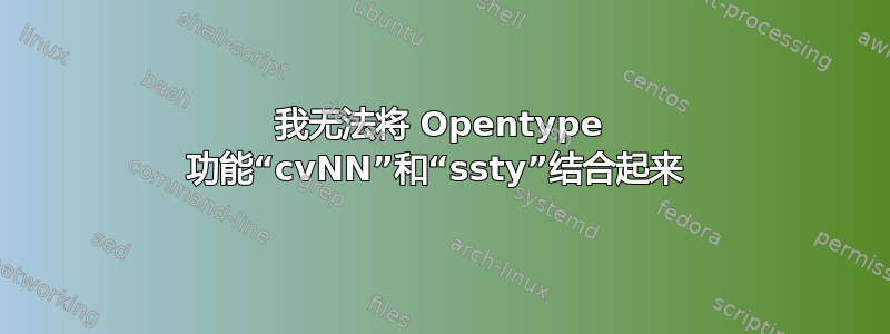 我无法将 Opentype 功能“cvNN”和“ssty”结合起来 