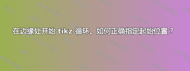 在边缘处开始 tikz 循环。如何正确指定起始位置？