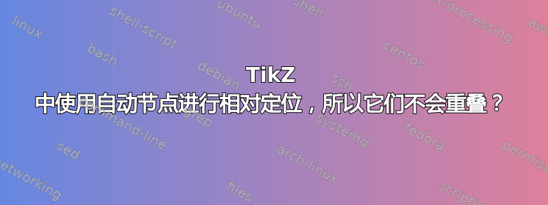 TikZ 中使用自动节点进行相对定位，所以它们不会重叠？