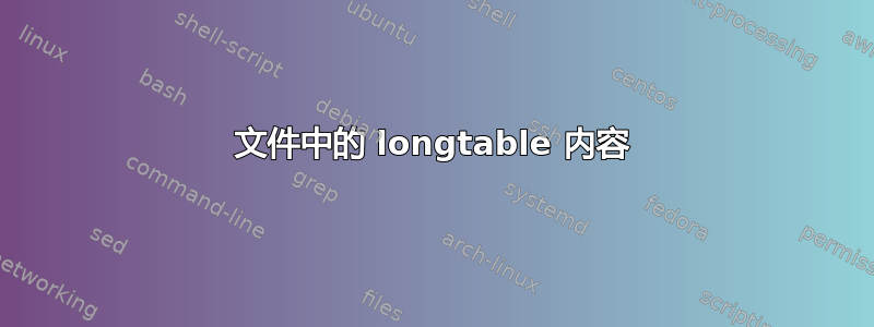 文件中的 longtable 内容