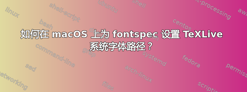 如何在 macOS 上为 fontspec 设置 TeXLive 系统字体路径？