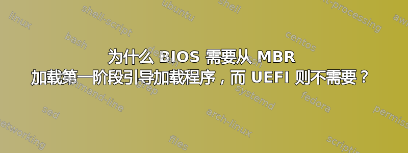 为什么 BIOS 需要从 MBR 加载第一阶段引导加载程序，而 UEFI 则不需要？