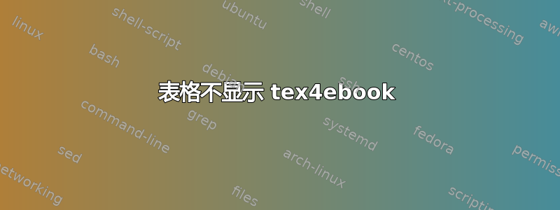 表格不显示 tex4ebook