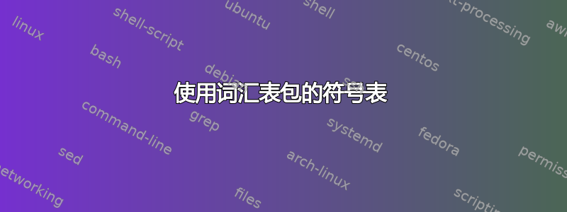 使用词汇表包的符号表