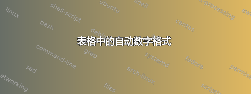 表格中的自动数字格式