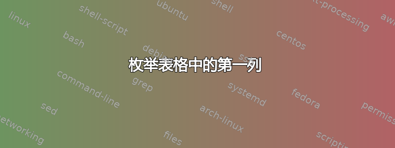 枚举表格中的第一列