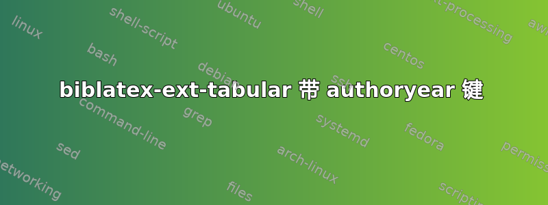 biblatex-ext-tabular 带 authoryear 键