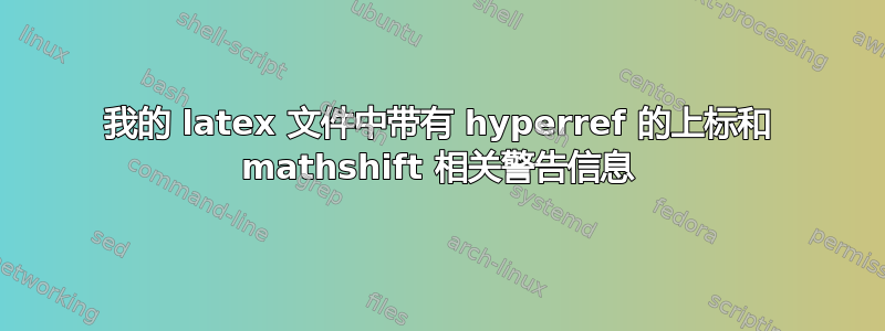 我的 latex 文件中带有 hyperref 的上标和 mathshift 相关警告信息