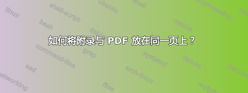 如何将附录与 PDF 放在同一页上？