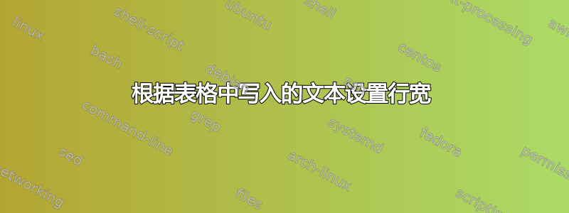 根据表格中写入的文本设置行宽