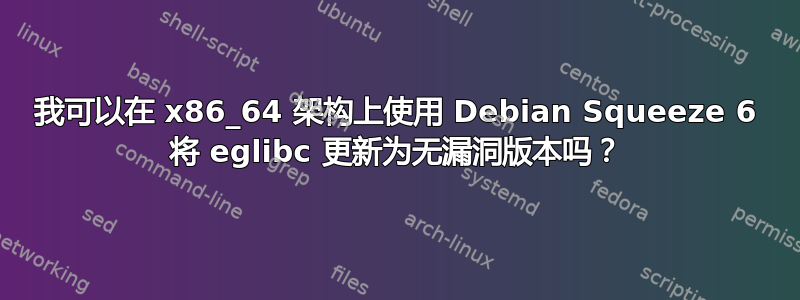 我可以在 x86_64 架构上使用 Debian Squeeze 6 将 eglibc 更新为无漏洞版本吗？