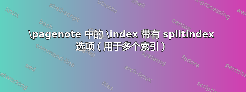 \pagenote 中的 \index 带有 splitindex 选项（用于多个索引）