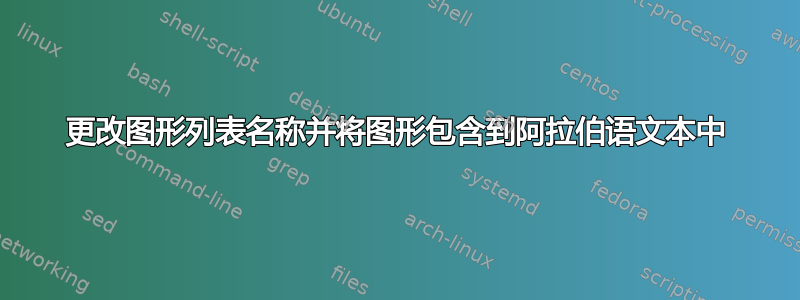 更改图形列表名称并将图形包含到阿拉伯语文本中