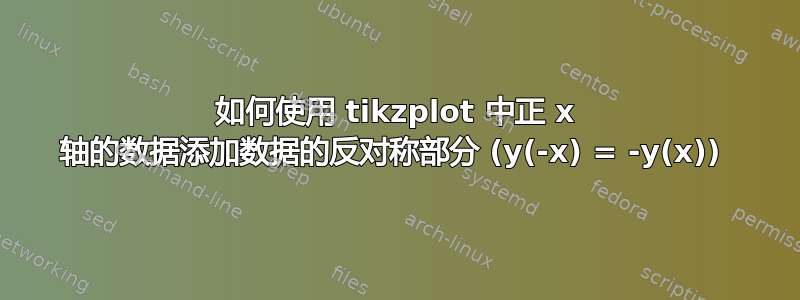 如何使用 tikzplot 中正 x 轴的数据添加数据的反对称部分 (y(-x) = -y(x)) 