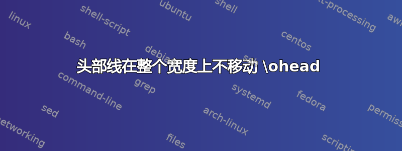 头部线在整个宽度上不移动 \ohead