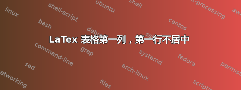 LaTex 表格第一列，第一行不居中