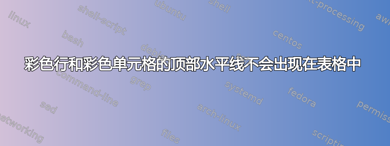 彩色行和彩色单元格的顶部水平线不会出现在表格中