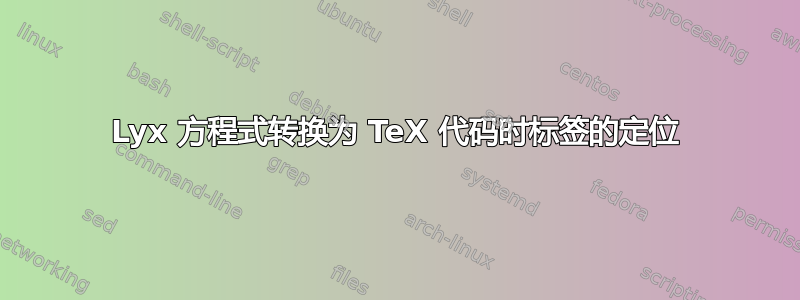 Lyx 方程式转换为 TeX 代码时标签的定位