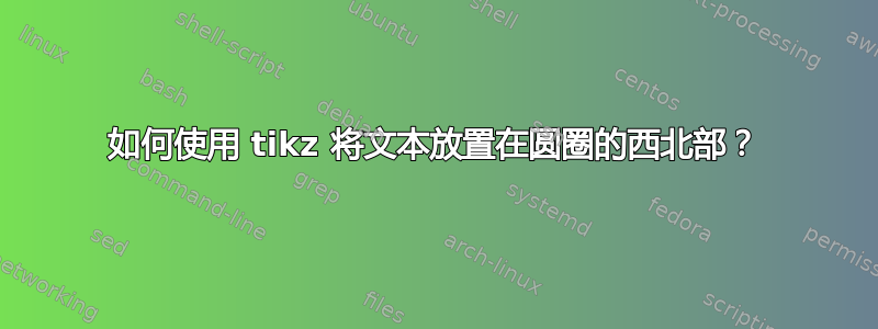 如何使用 tikz 将文本放置在圆圈的西北部？