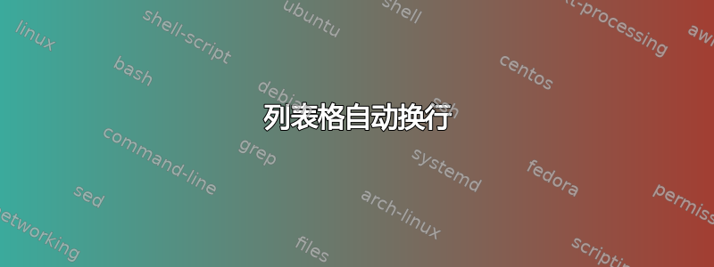 2 列表格自动换行