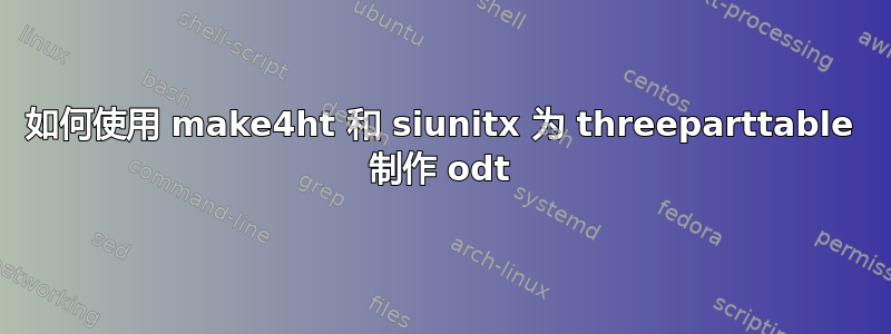 如何使用 make4ht 和 siunitx 为 threeparttable 制作 odt