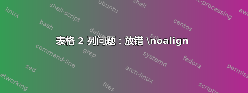 表格 2 列问题：放错 \noalign