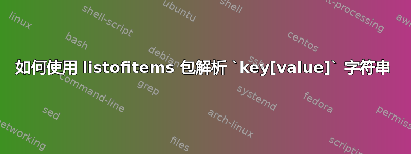 如何使用 listofitems 包解析 `key[value]` 字符串