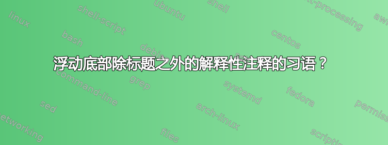 浮动底部除标题之外的解释性注释的习语？