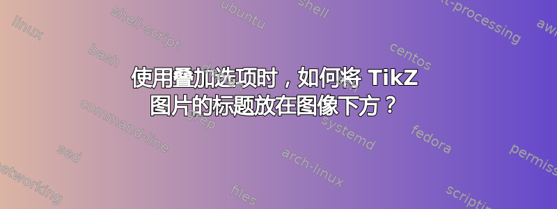 使用叠加选项时，如何将 TikZ 图片的标题放在图像下方？