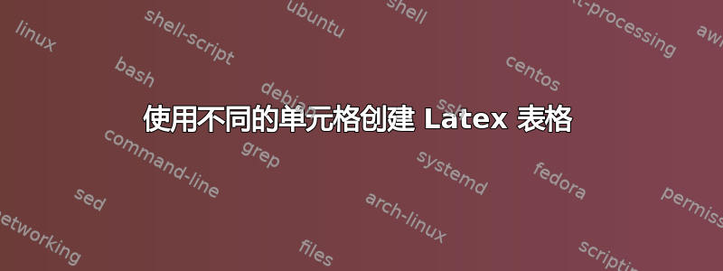 使用不同的单元格创建 Latex 表格