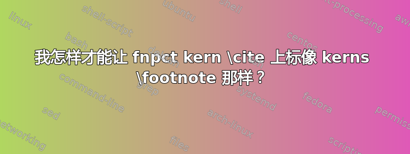 我怎样才能让 fnpct kern \cite 上标像 kerns \footnote 那样？