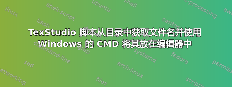 TexStudio 脚本从目录中获取文件名并使用 Windows 的 CMD 将其放在编辑器中