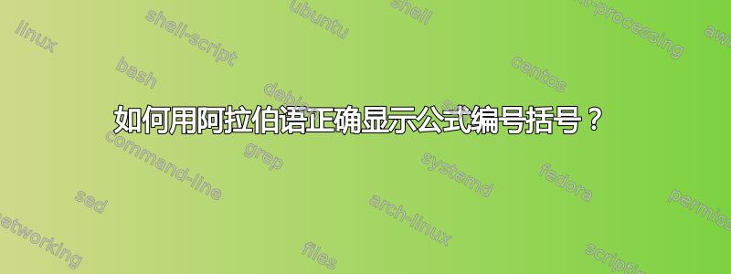 如何用阿拉伯语正确显示公式编号括号？